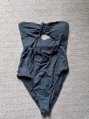 O'Neill Slate Blue Strapless One-Piece Swimsuit with Keyhole